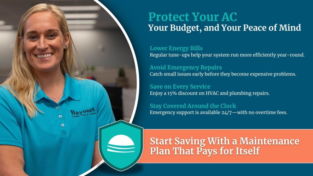 This is an image of a representative. The headline reads, protect your AC, your budget and your peace of mind.