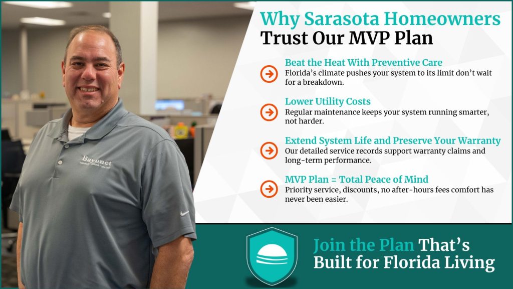 This is a new image of a bayonet employee. The headline reads why Sarasota homeowners trust our MVP plan