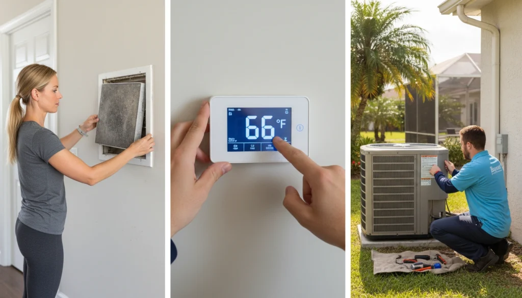 Homeowner closing supply vent in unused room while technician observes pressure issue