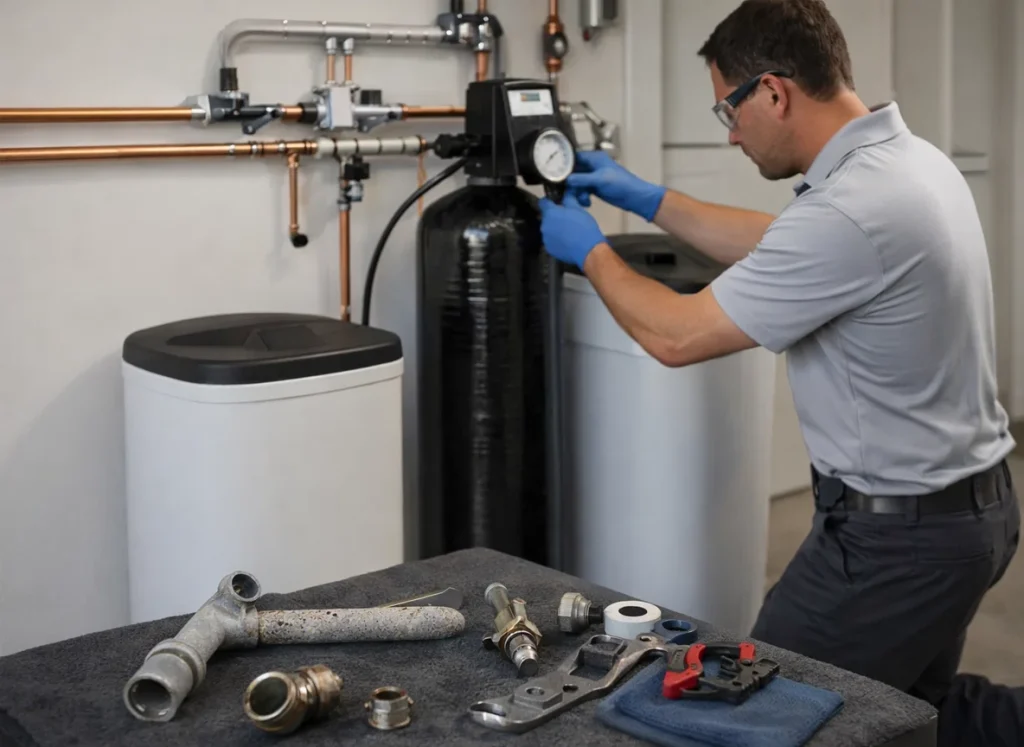 Whole house water softener installation protecting appliances from scale in Sarasota FL