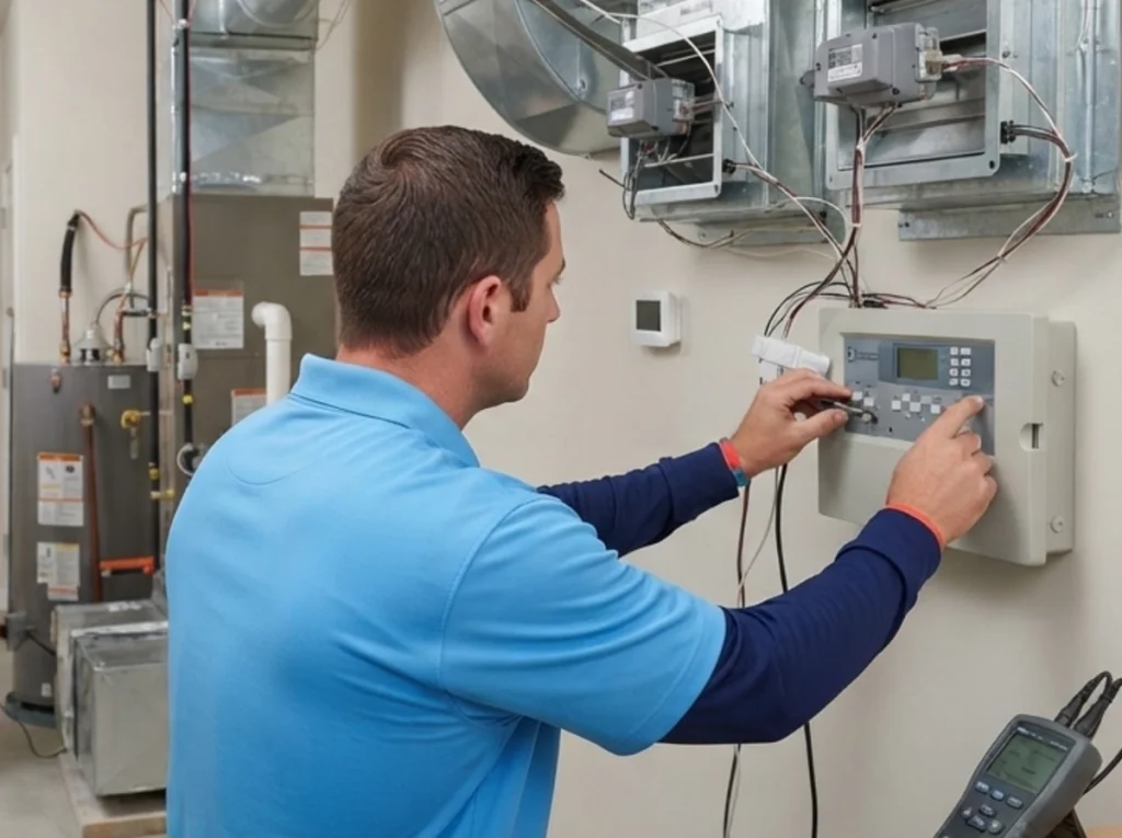 Bayonet technician commissioning motorized HVAC zone dampers in Jacksonvill